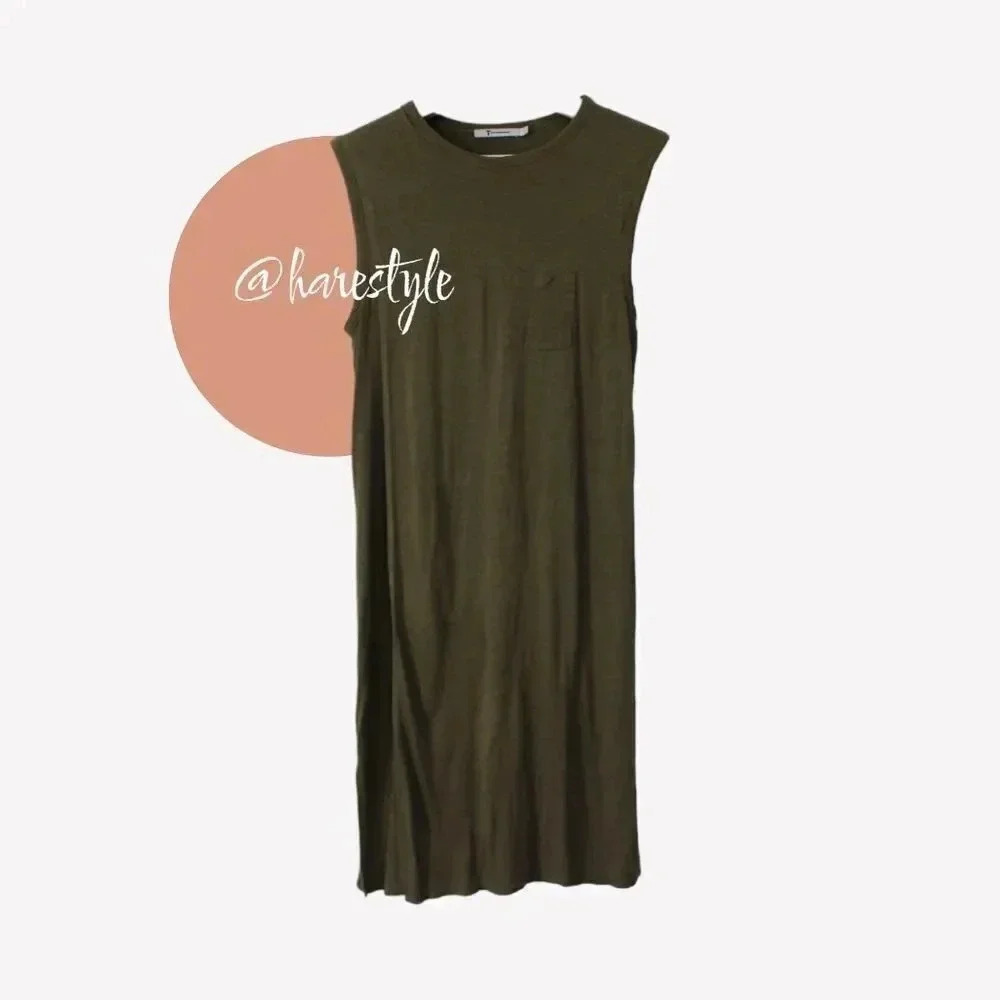T alexander Wang olive sleevless T-shirt dress small